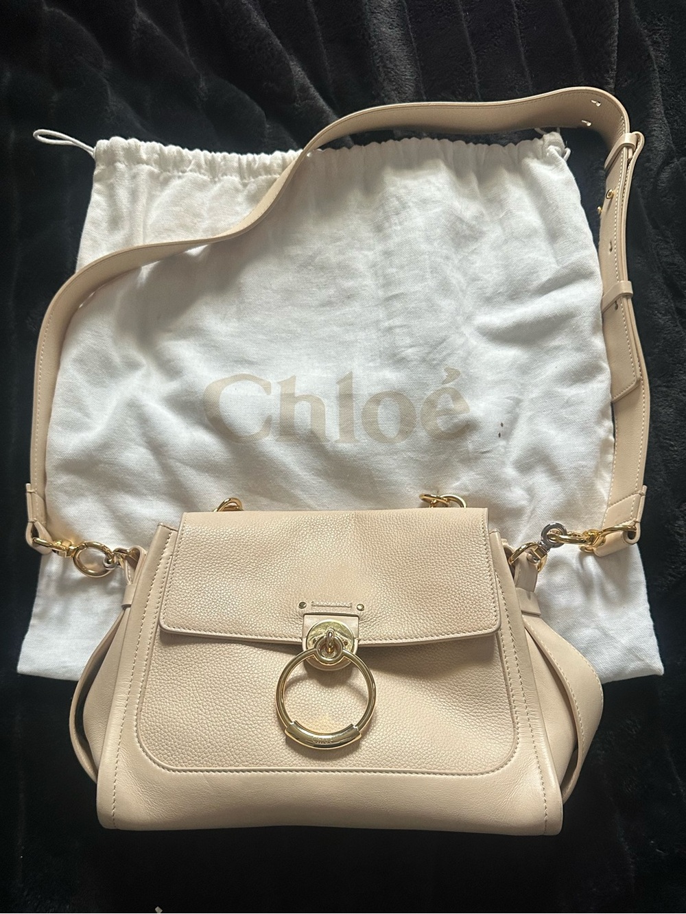 Small Cream Chloe Bag with Gold Buckle